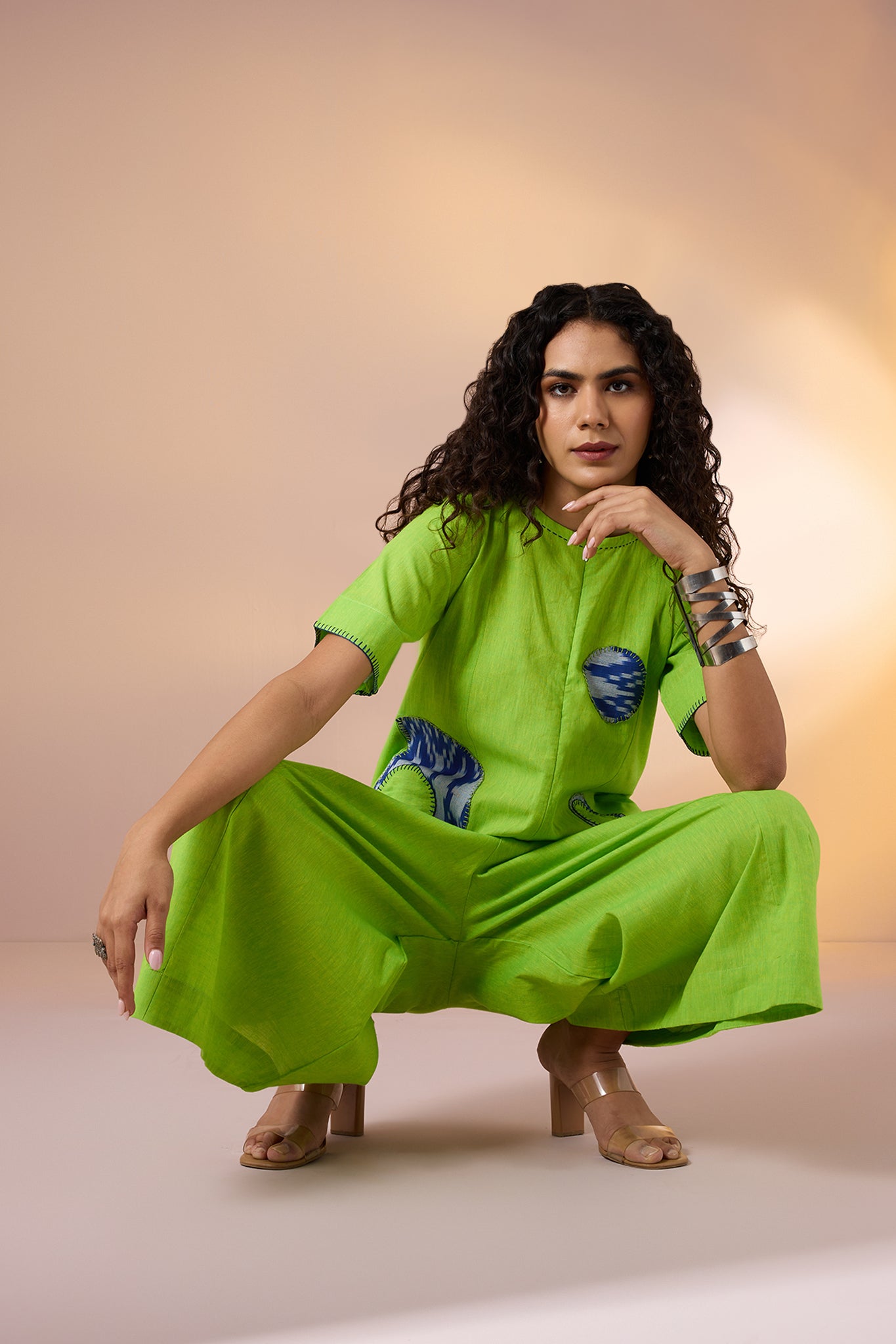 Citrus Cosmos Jumpsuit with Pockets & Sleeves