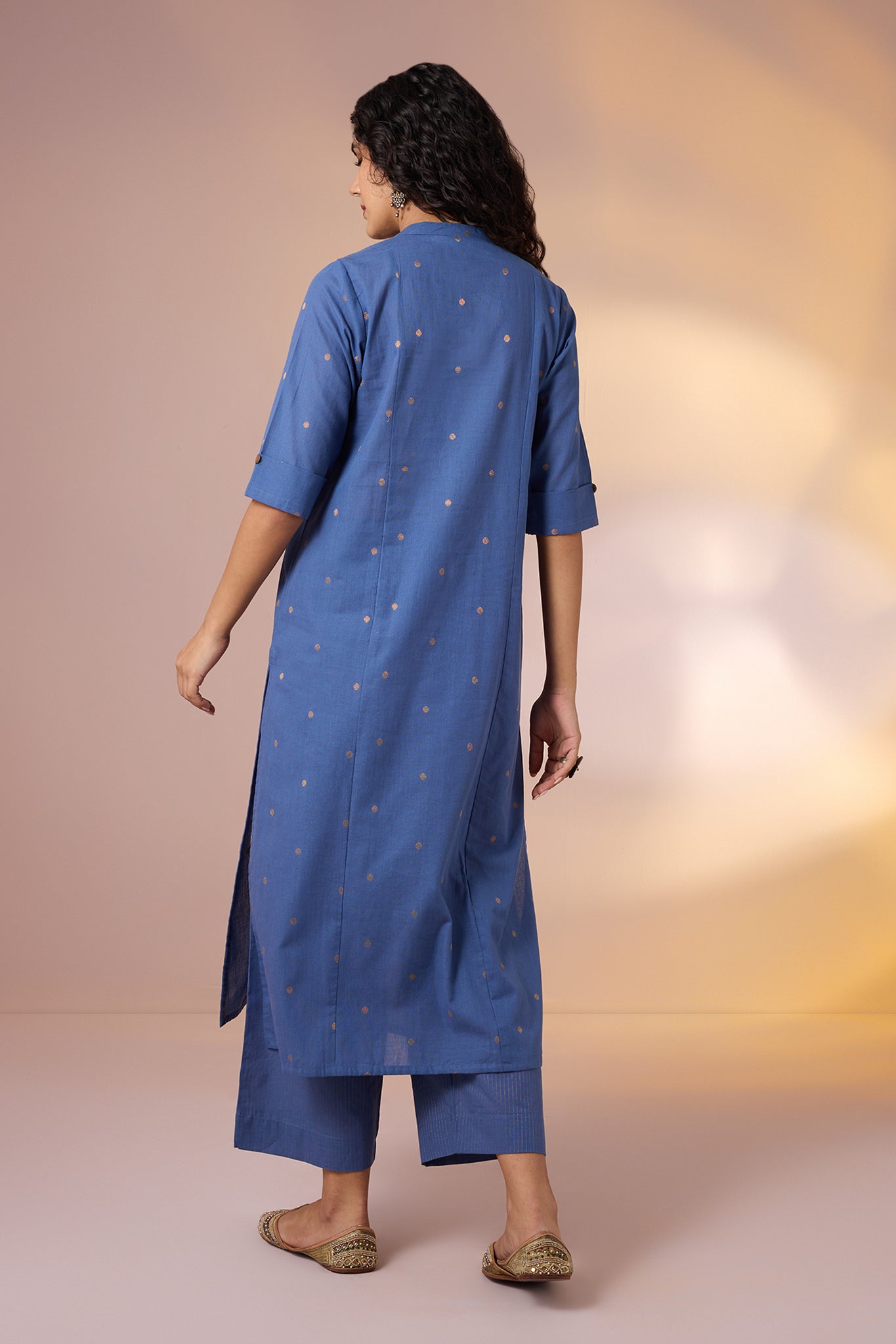 Coord Set Cosmic Indigo Long Panel Applique Kurta & Pants(set of 2)
