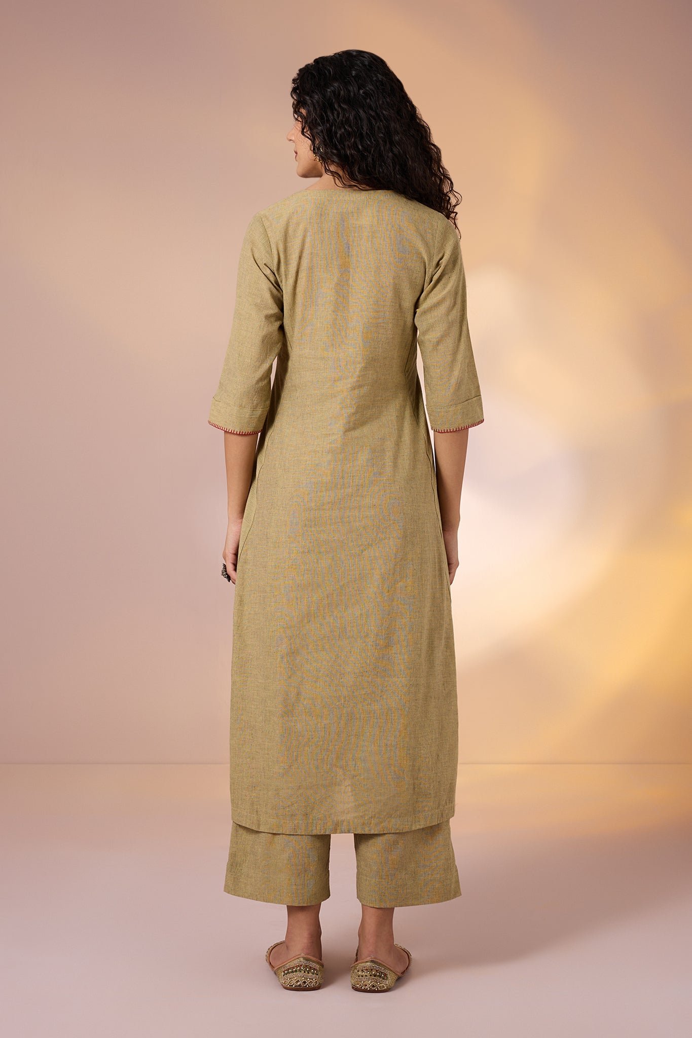Coord Set Sandstone Arch Long Kurta with Side Twist & Pants (set of 2)