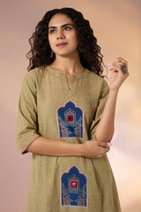 Coord Set Sandstone Arch Long Kurta with Side Twist & Pants (set of 2)
