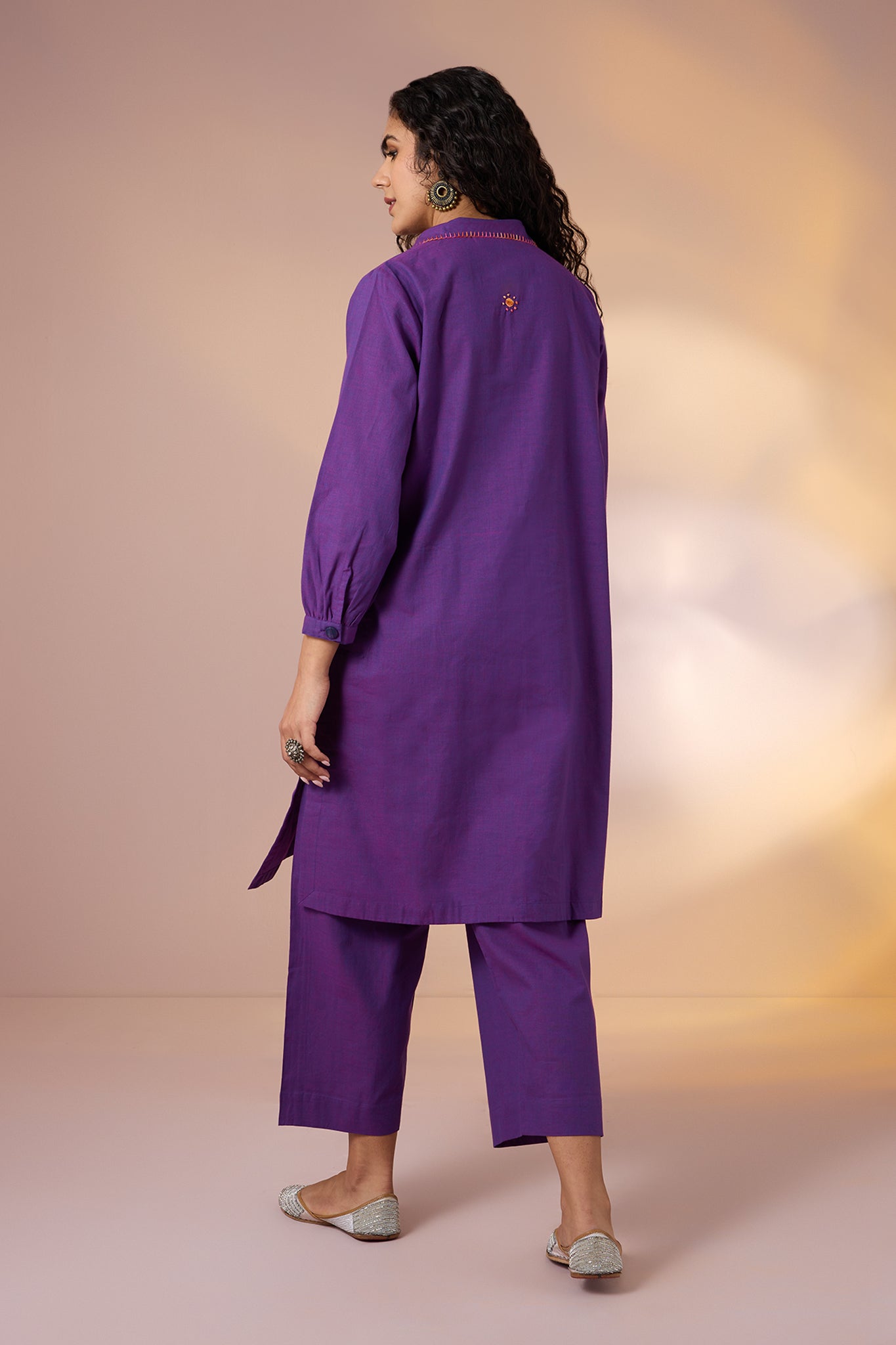 Co-ord Set Amethyst Hue Cotton Collar Kurta & Pants