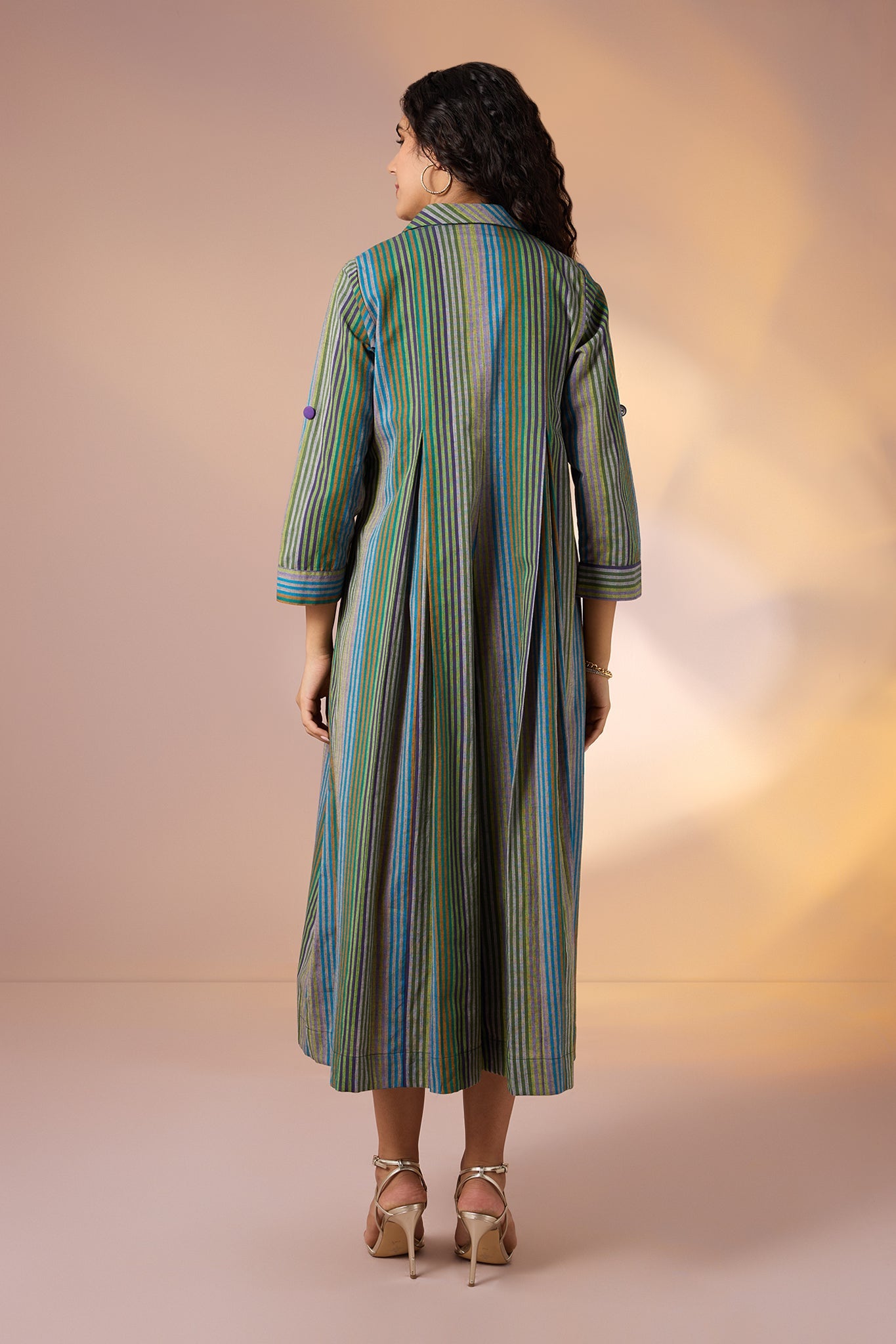 Forest Stripes Jumpsuit with Pockets & Collar