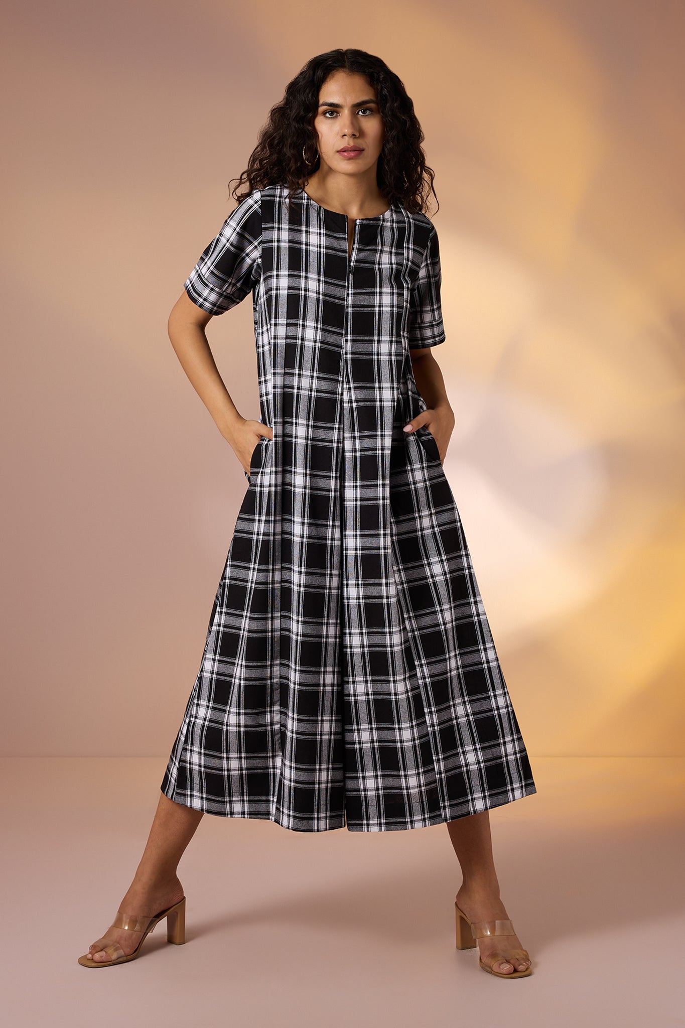 Charcoal Rhythm Jumpsuit with Pockets & Sleeves