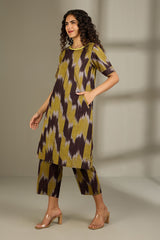 Co-ord Set Earthern Gold  Round Neck Kurta (set of 2)