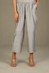 Comfort fit cotton pants - Silver Silk Slub