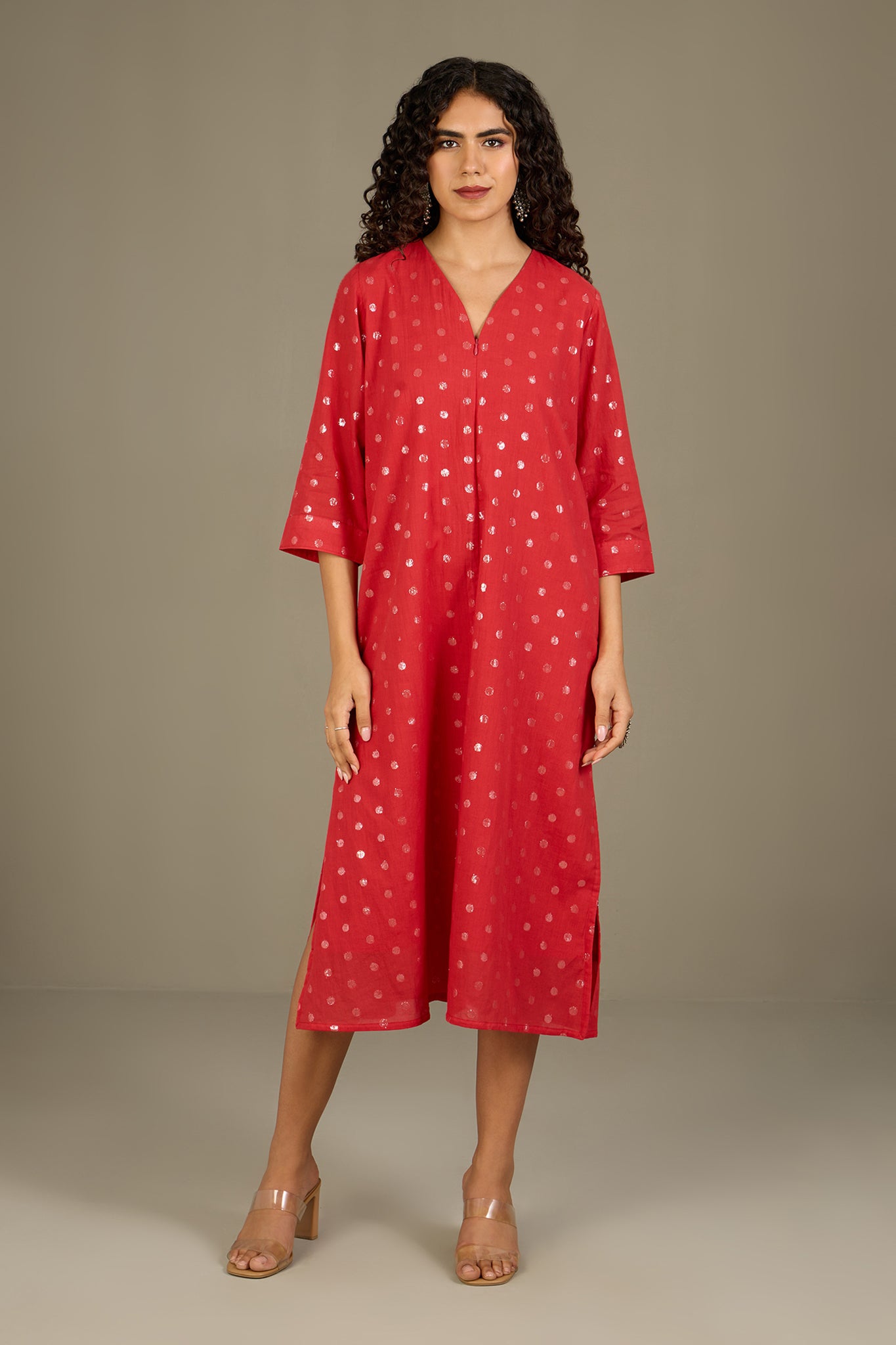 Front Zipper Dress Cosmic Red & Silver