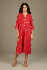 Front Zipper Dress Cosmic Red & Silver