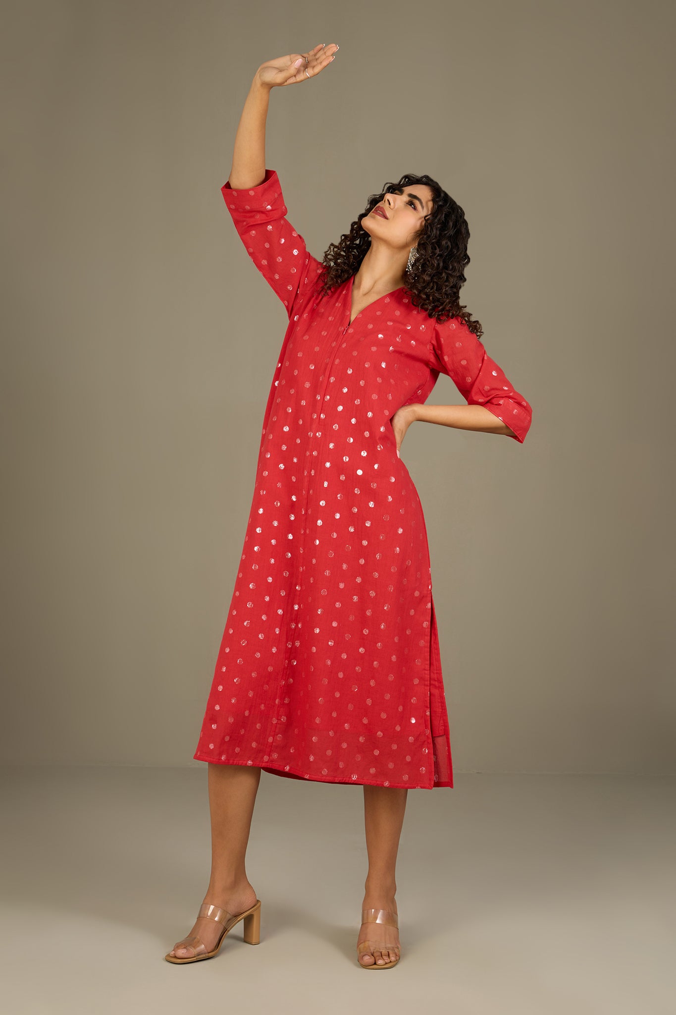 Front Zipper Dress Cosmic Red & Silver