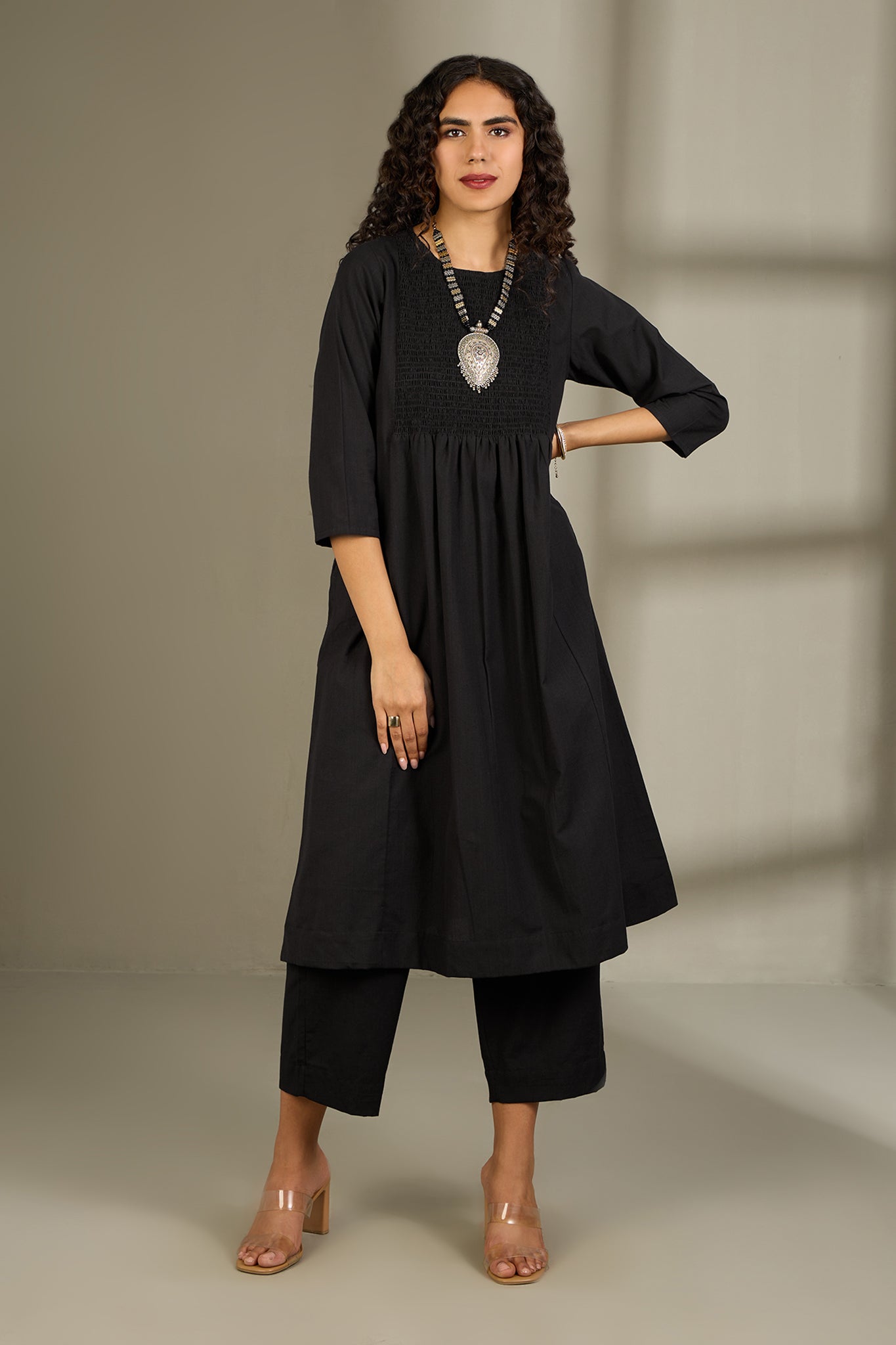 Co-ord Set Midnight Muse Smocked Yoke Kurta & Pants
