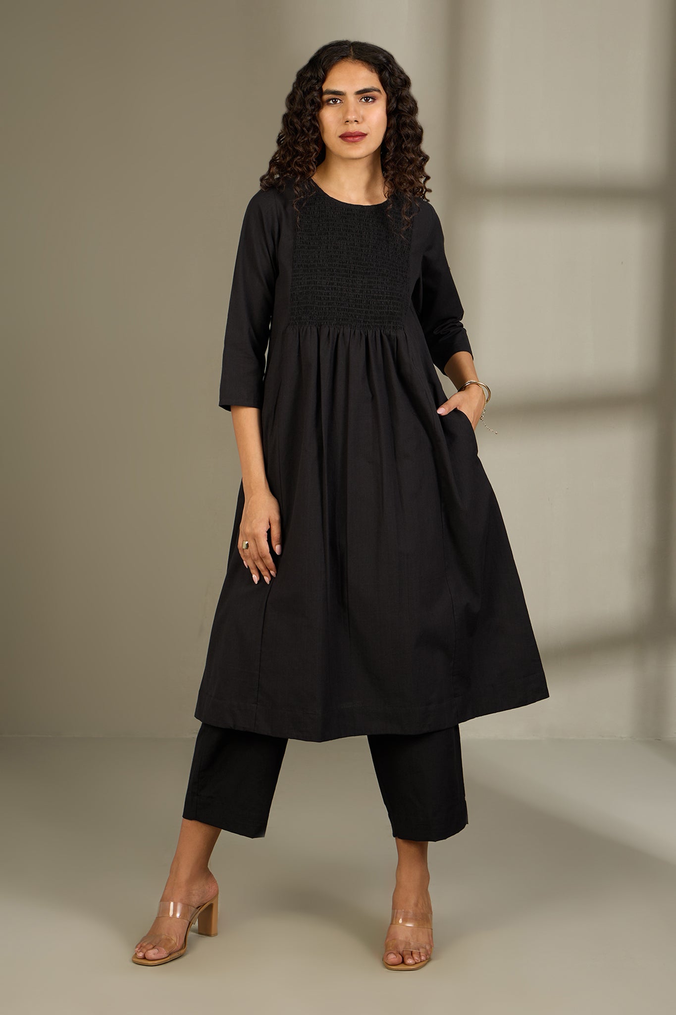 Co-ord Set Midnight Muse Smocked Yoke Kurta & Pants