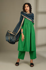Co-ord Set Verdant Plumage Smocked Yoke Kurta & Pants