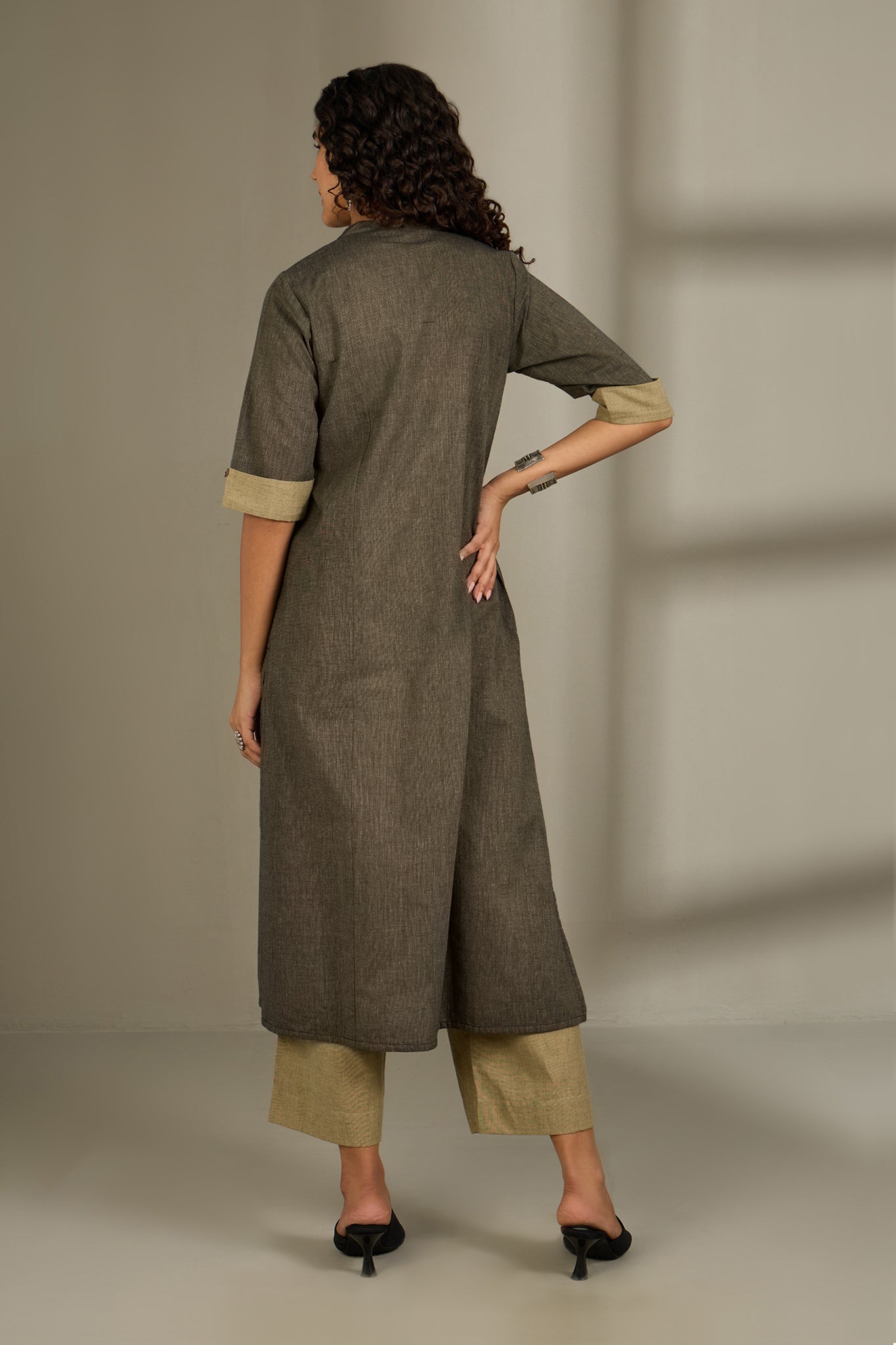 Co-ord Set Crimson Dune Mystic Doorway Long Panel Kurta and Pants (Set of 2)