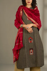 handwoven maheshwari dupatta - deep red