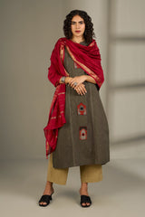 Co-ord Set Crimson Dune Mystic Doorway Long Panel Kurta and Pants (Set of 2)