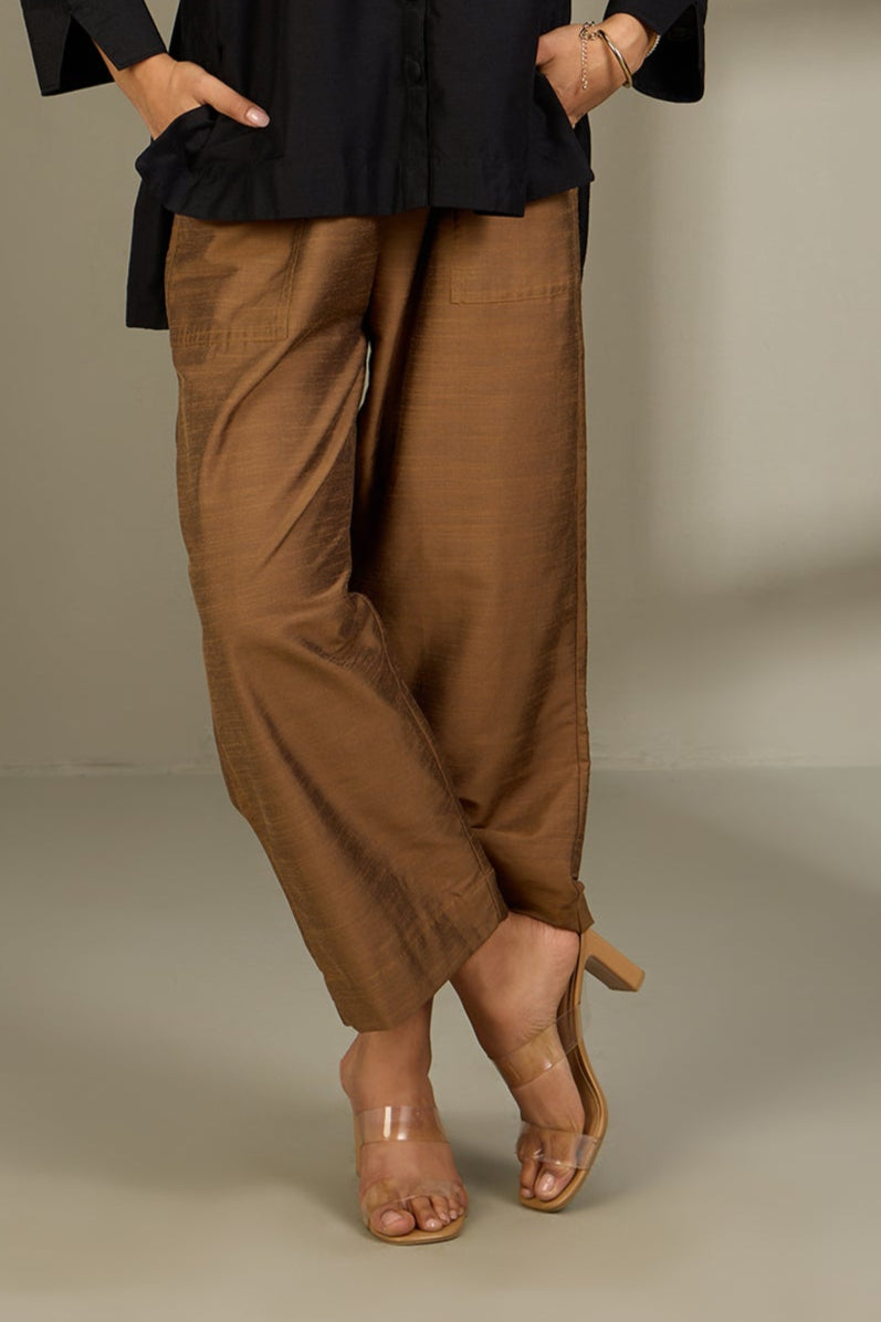 Comfort fit cotton pants - Copper Gold Silk