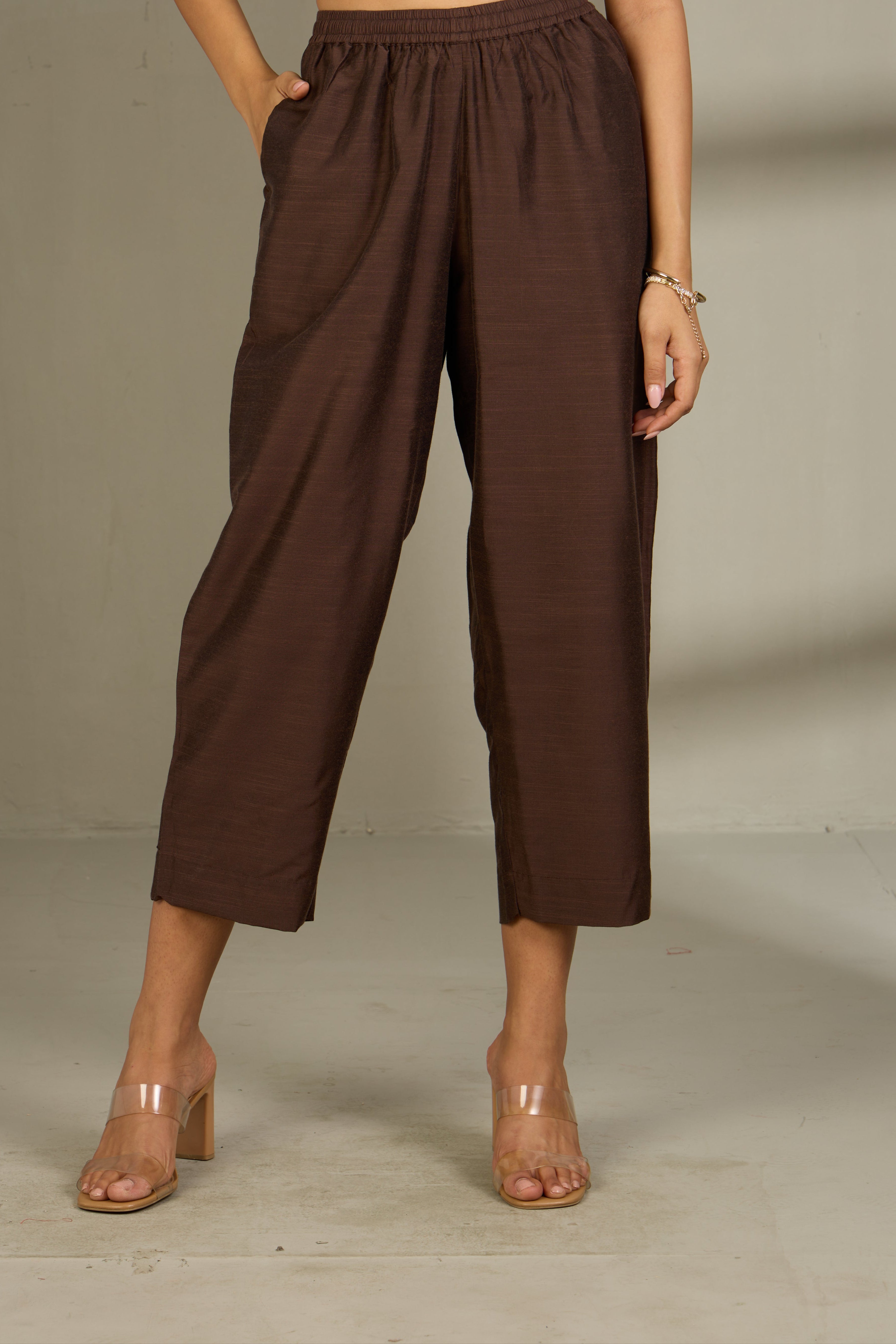 Coord Set Silk Slub Kalidar Kurta and Pants Bronzed Serenity