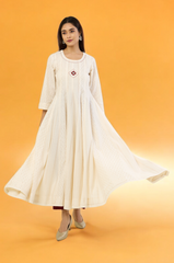 Golden Ivory Radiance Long Swirl Dress
