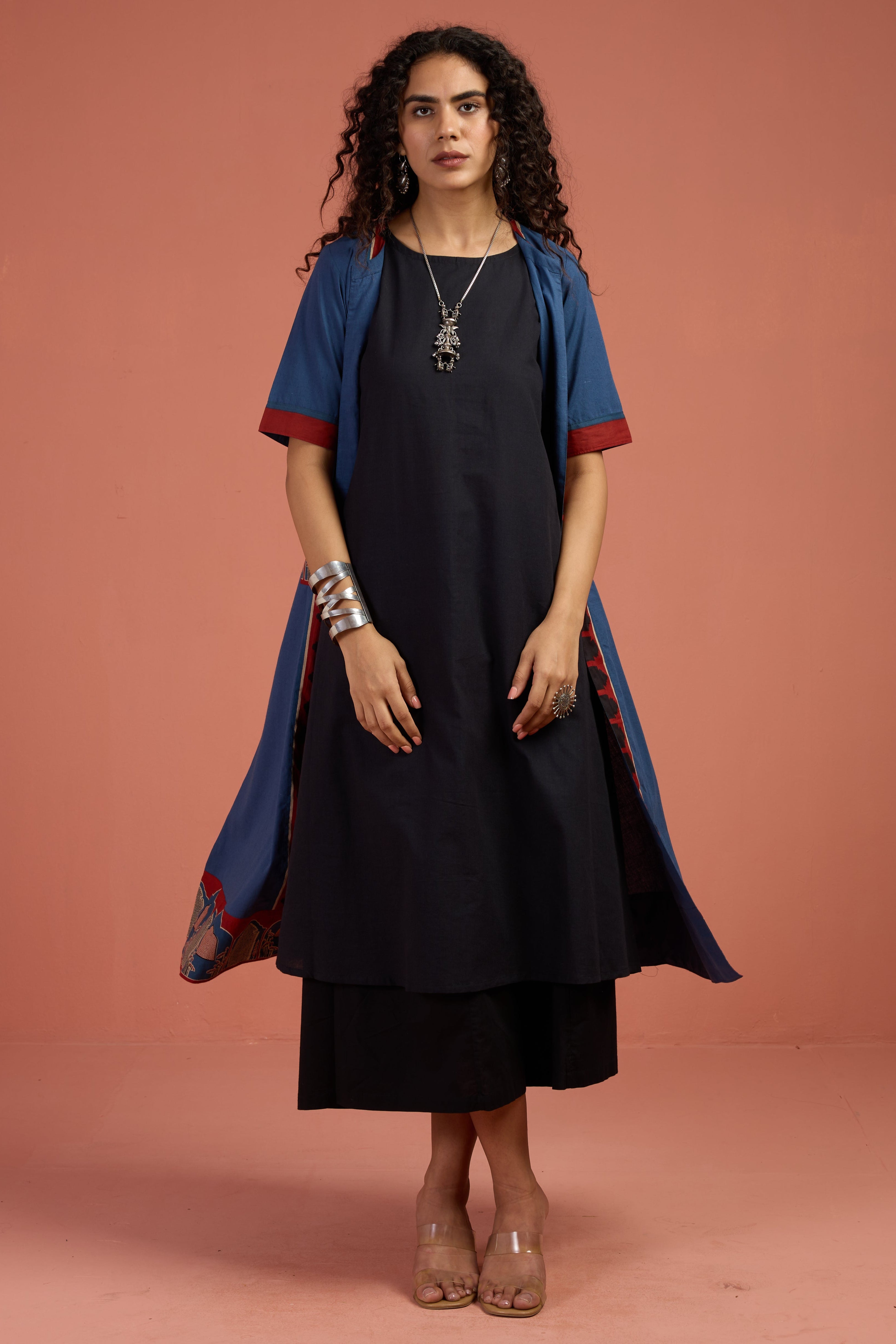 Jacket & Dress Indigo Archway Tales Long Jacket With Pockets (set of 2)
