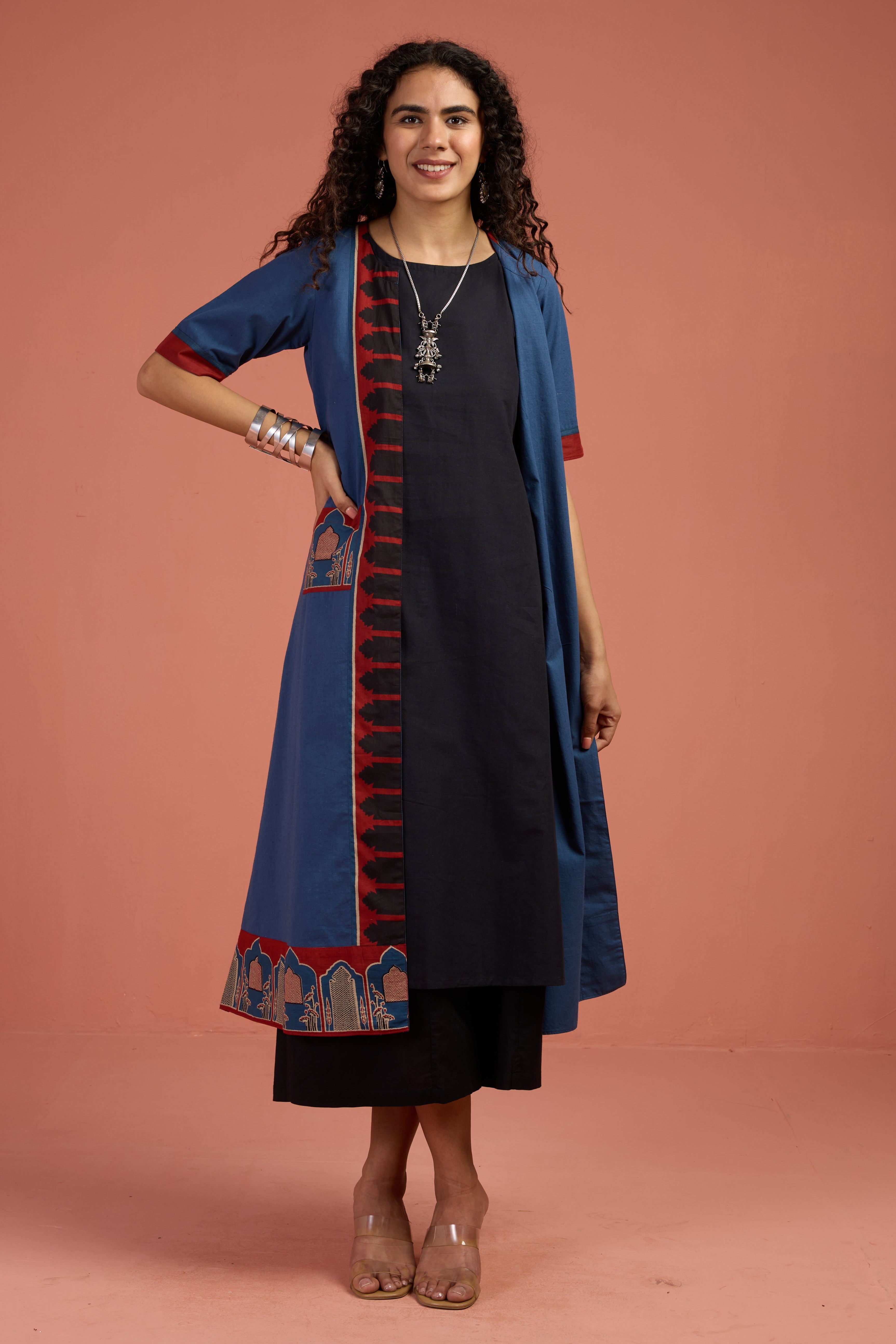 Jacket & Dress Indigo Archway Tales Long Jacket With Pockets (set of 2)