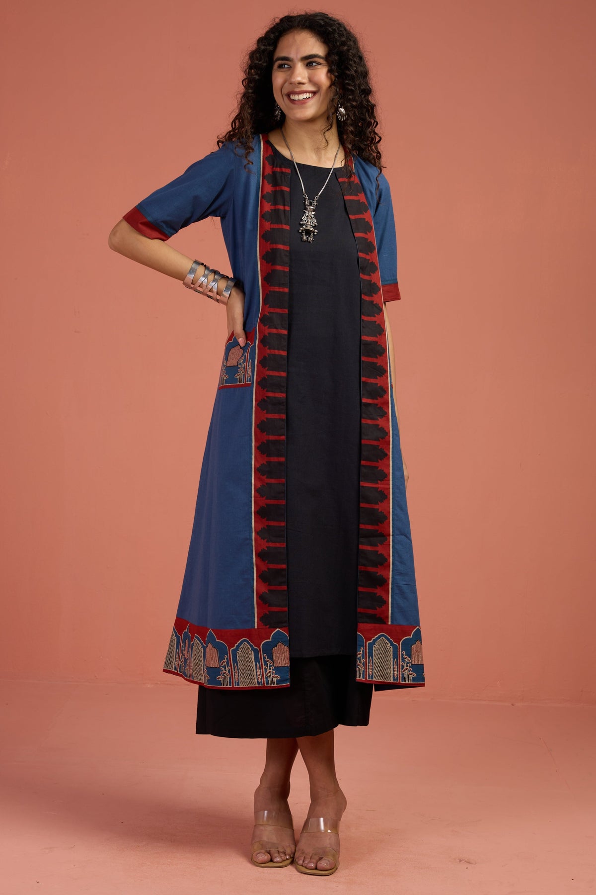 Jacket & Dress Indigo Archway Tales Long Jacket With Pockets (set of 2)