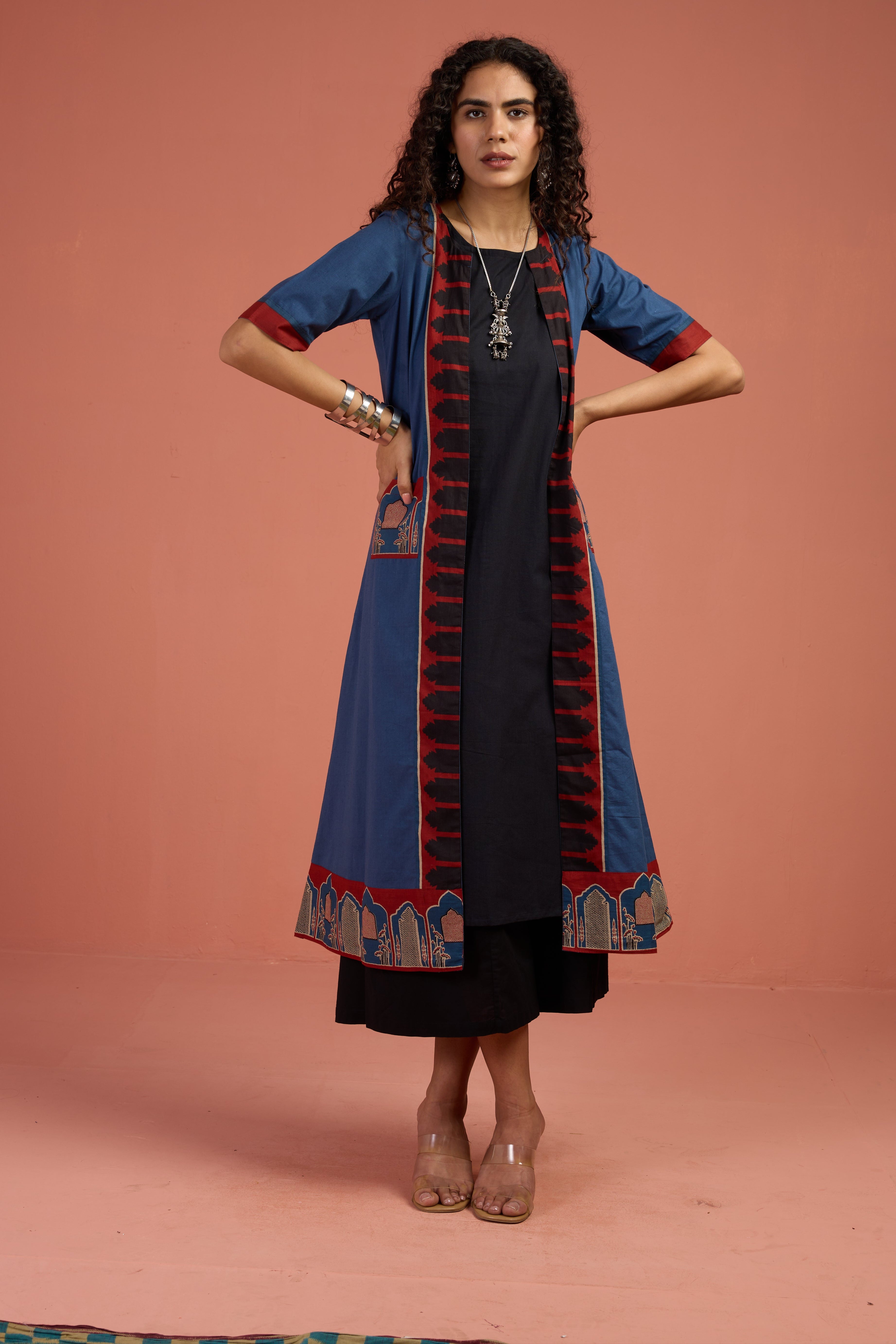 Jacket & Dress Indigo Archway Tales Long Jacket With Pockets (set of 2)
