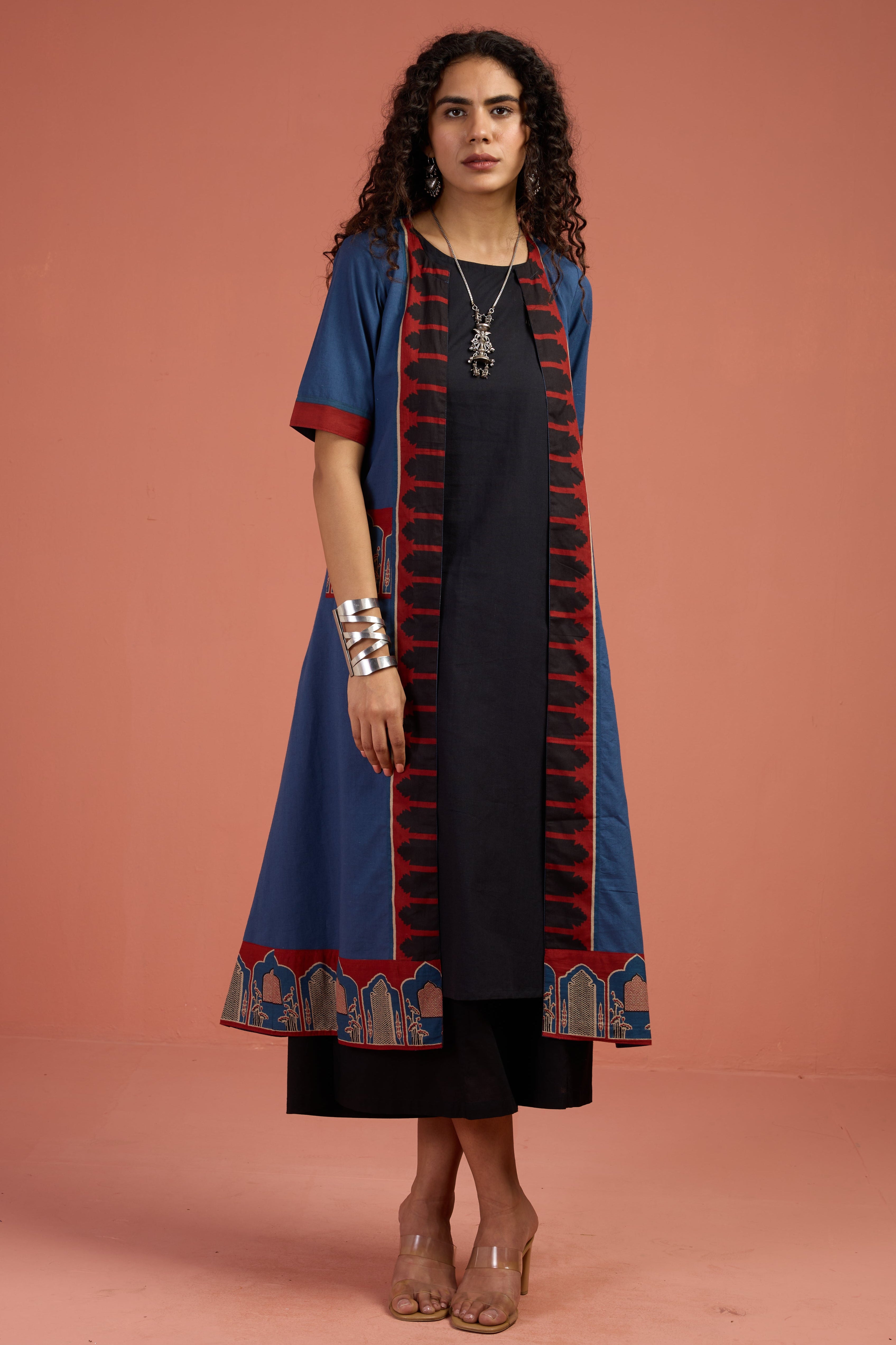Jacket & Dress Indigo Archway Tales Long Jacket With Pockets (set of 2)