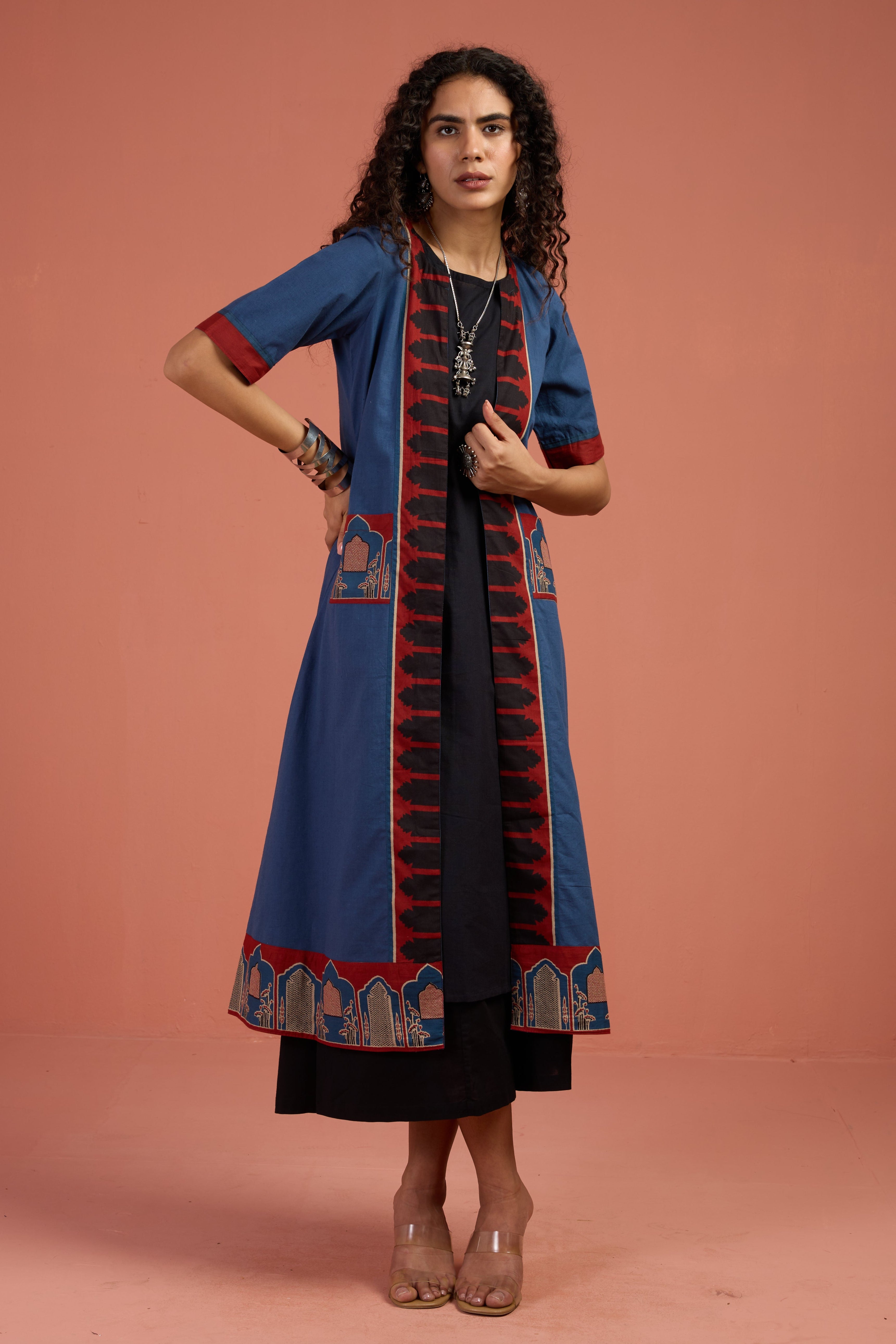 Jacket & Dress Indigo Archway Tales Long Jacket With Pockets (set of 2)