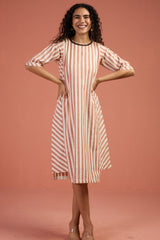 Cinnamon Stripes Side Bias Shift Dress