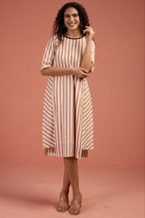 Cinnamon Stripes Side Bias Shift Dress