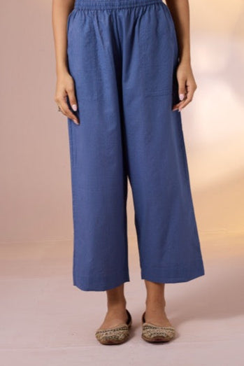 Coord Set Cosmic Indigo Long Panel Applique Kurta & Pants(set of 2)