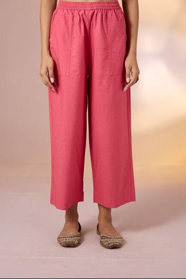 Coord Set Peach Birdsong Long Panel Applique Kurta & Pants(set of 2)