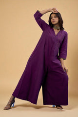 Amethyst Grove Jumpsuit with Pockets & Sleeves