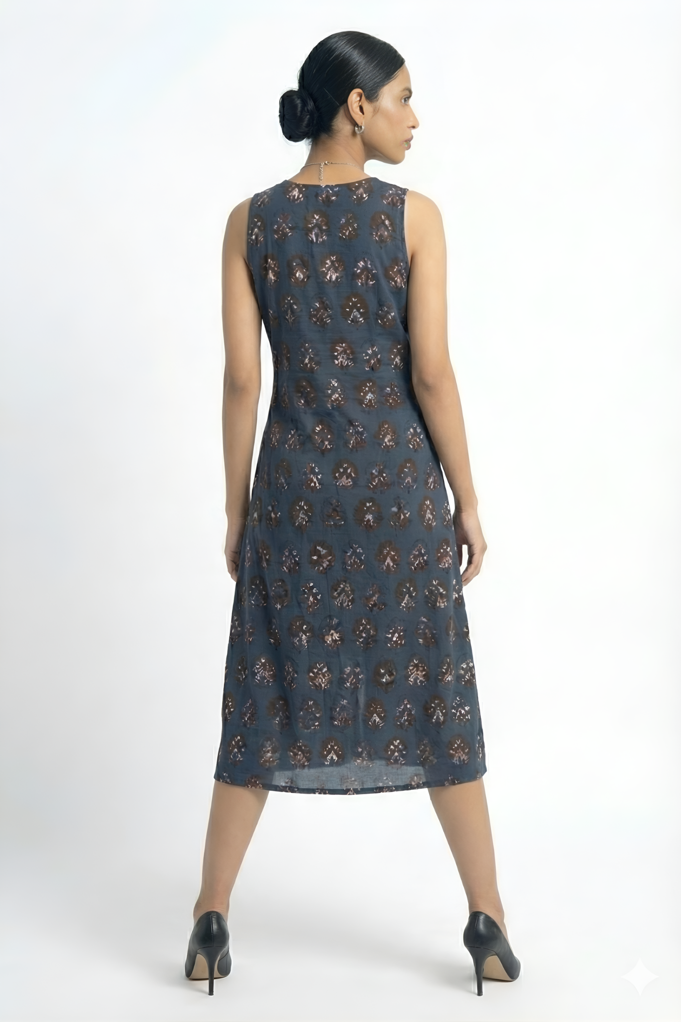 Indigo Muse V-neck Button Down Dress