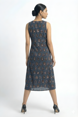 Indigo Muse V-neck Button Down Dress