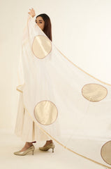 handwoven maheshwari dupatta - ivory gold