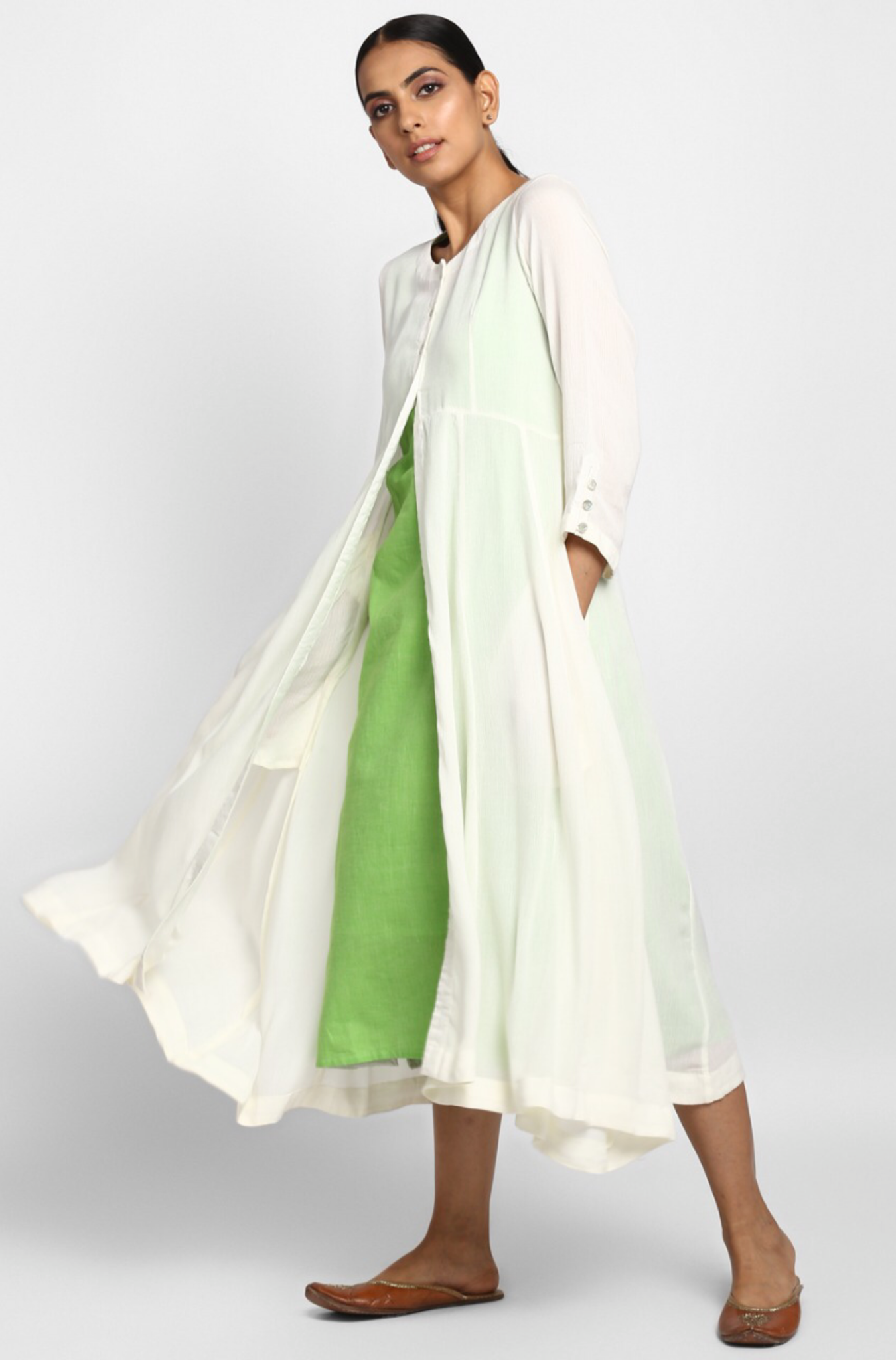 jacket  + shift dress - porcelain white & sea green