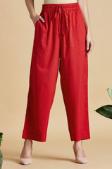 comfort fit cotton pants - classic red