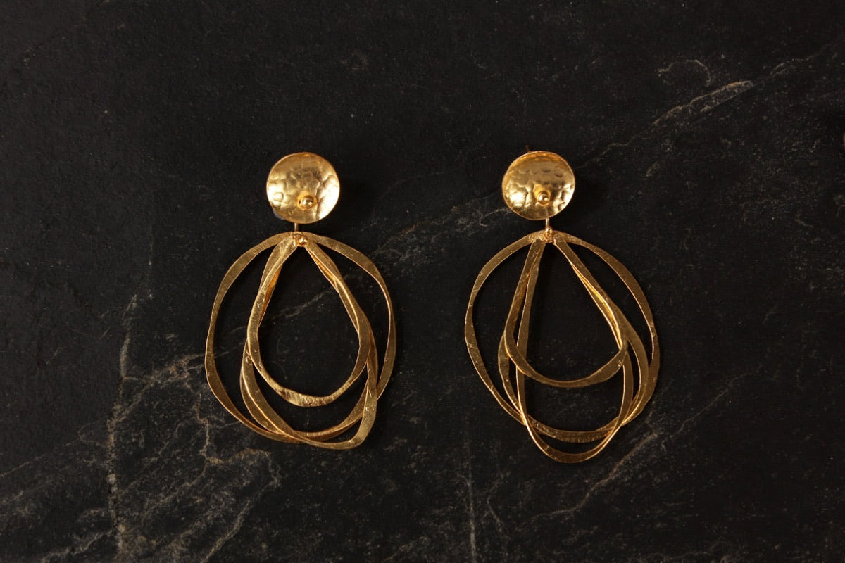 jewelry - berserk - gold plated asymmetric circular danglers