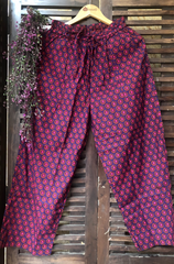 elasticated printed pants - magenta & circles