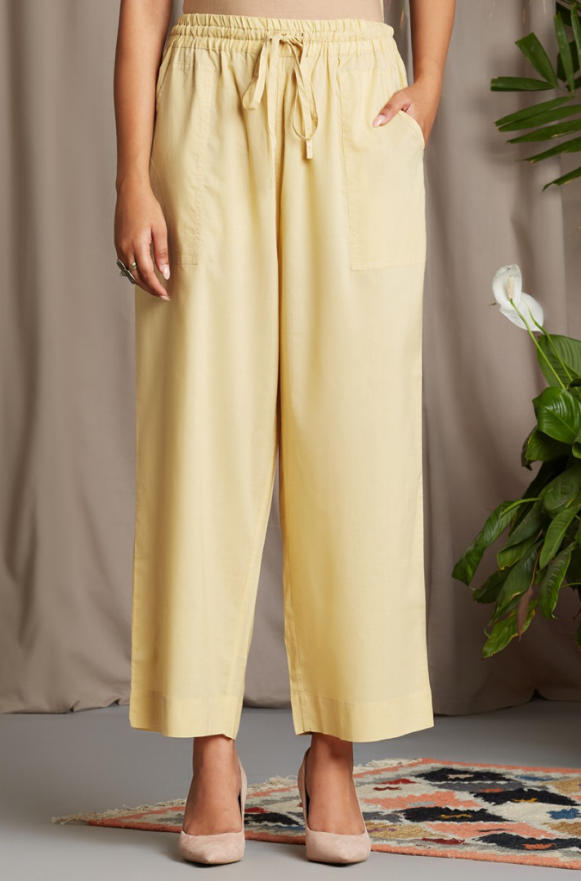 Comfort fit Cotton Pants - Light Biscuit