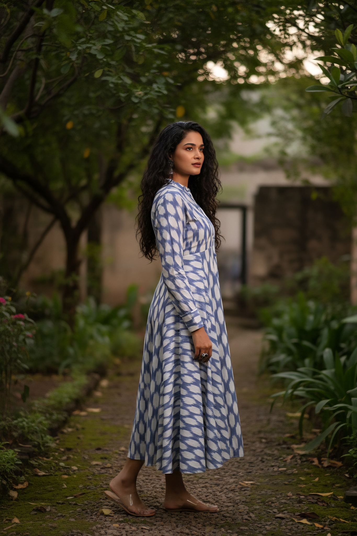 Icy Whisper Flecks Flared Panel Midi Dress