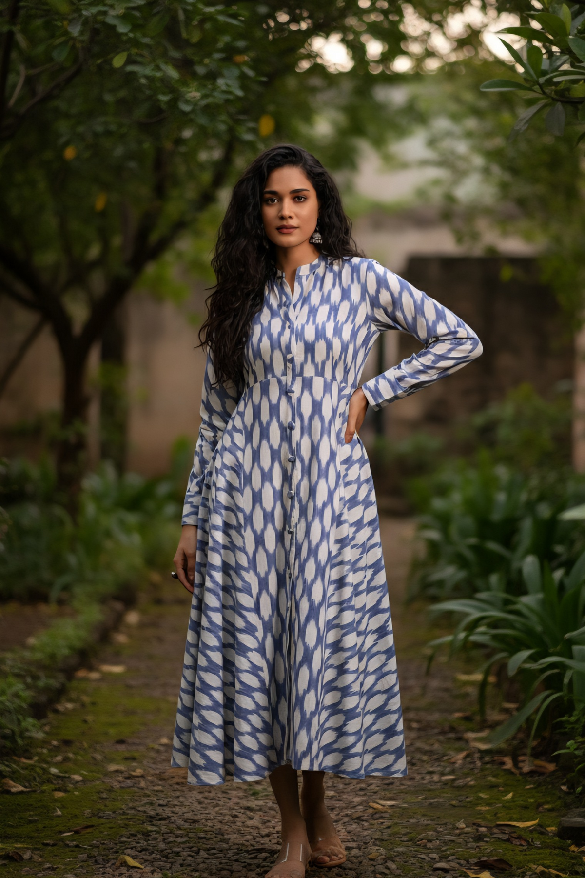 Icy Whisper Flecks Flared Panel Midi Dress