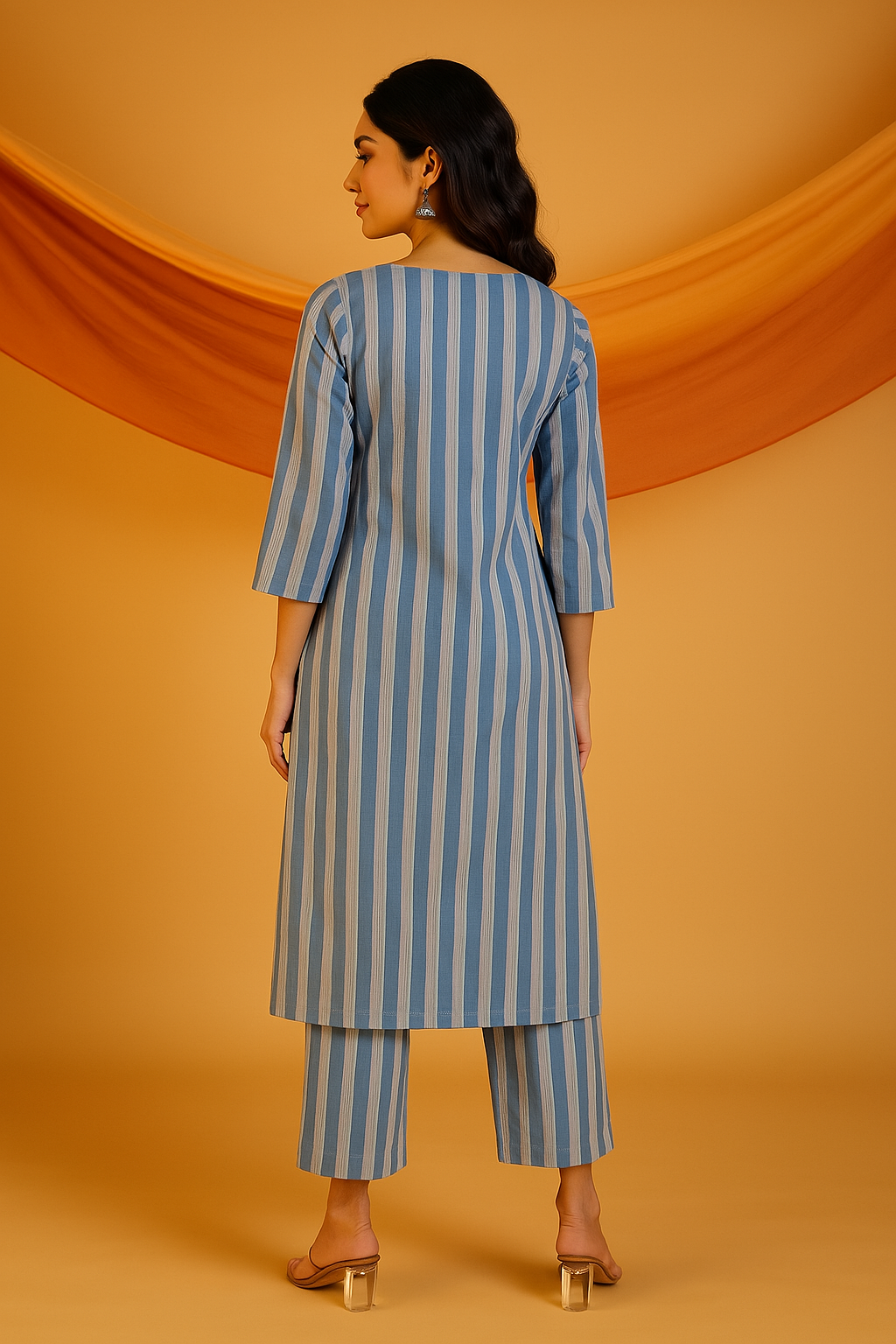 Co-ord Set Stormlight Stripes Smocked Yoke Kurta & Pants