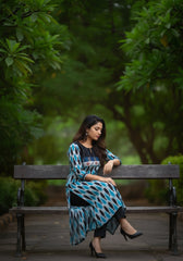 Ink-Dusted Sky Long Kurta With Slit