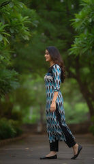 Ink-Dusted Sky Long Kurta With Slit