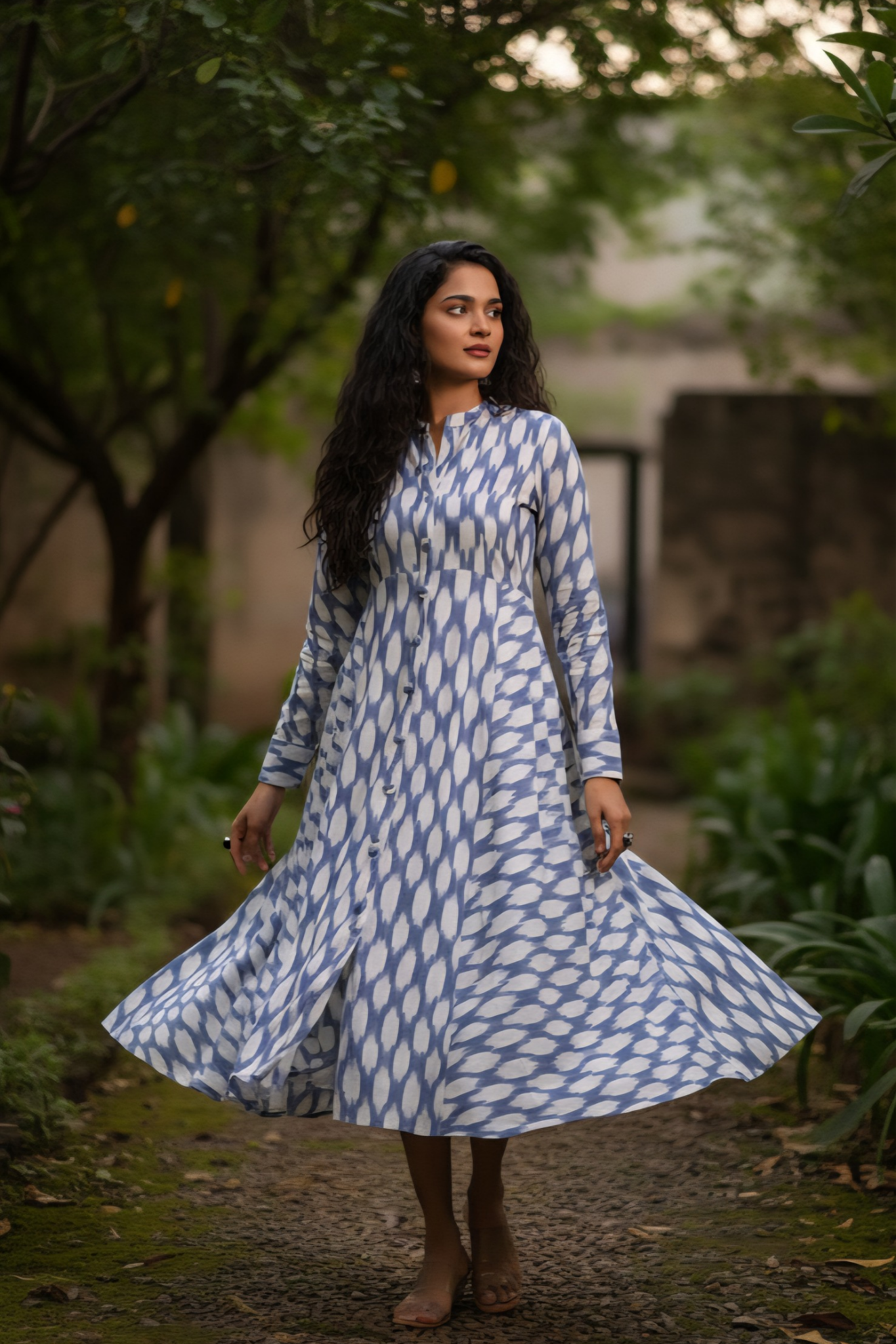Icy Whisper Flecks Flared Panel Midi Dress