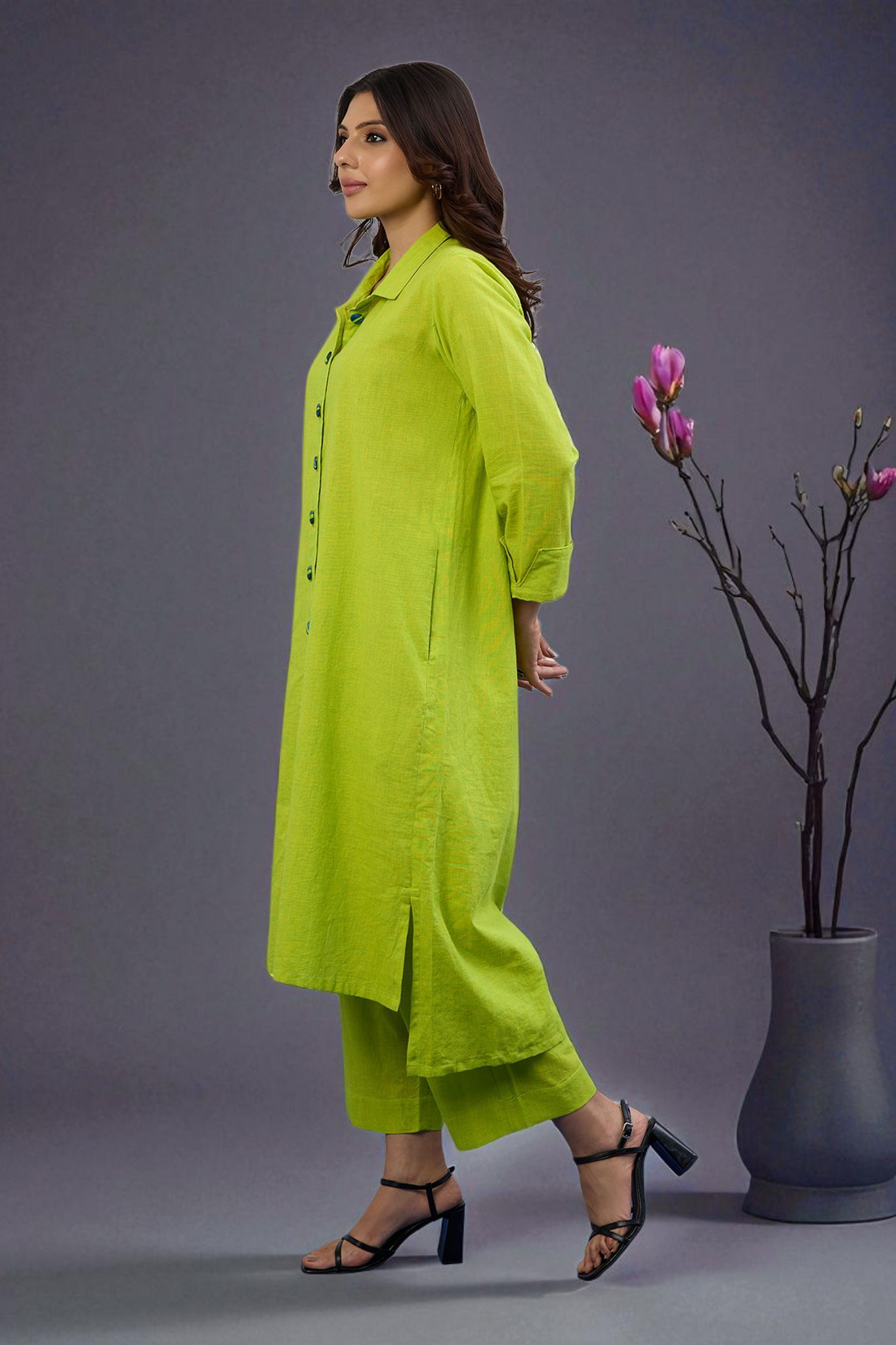 Coord Set  Citrina Hi-Low Hem Kurta  (set of 2)