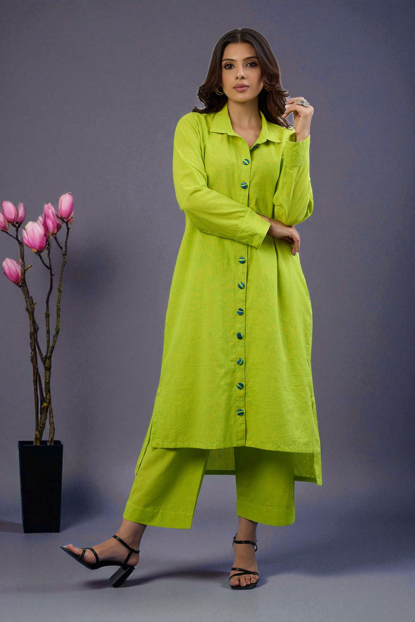 Coord Set  Citrina Hi-Low Hem Kurta  (set of 2)