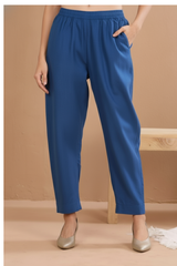 comfort fit cotton pants - rich blue south cotton