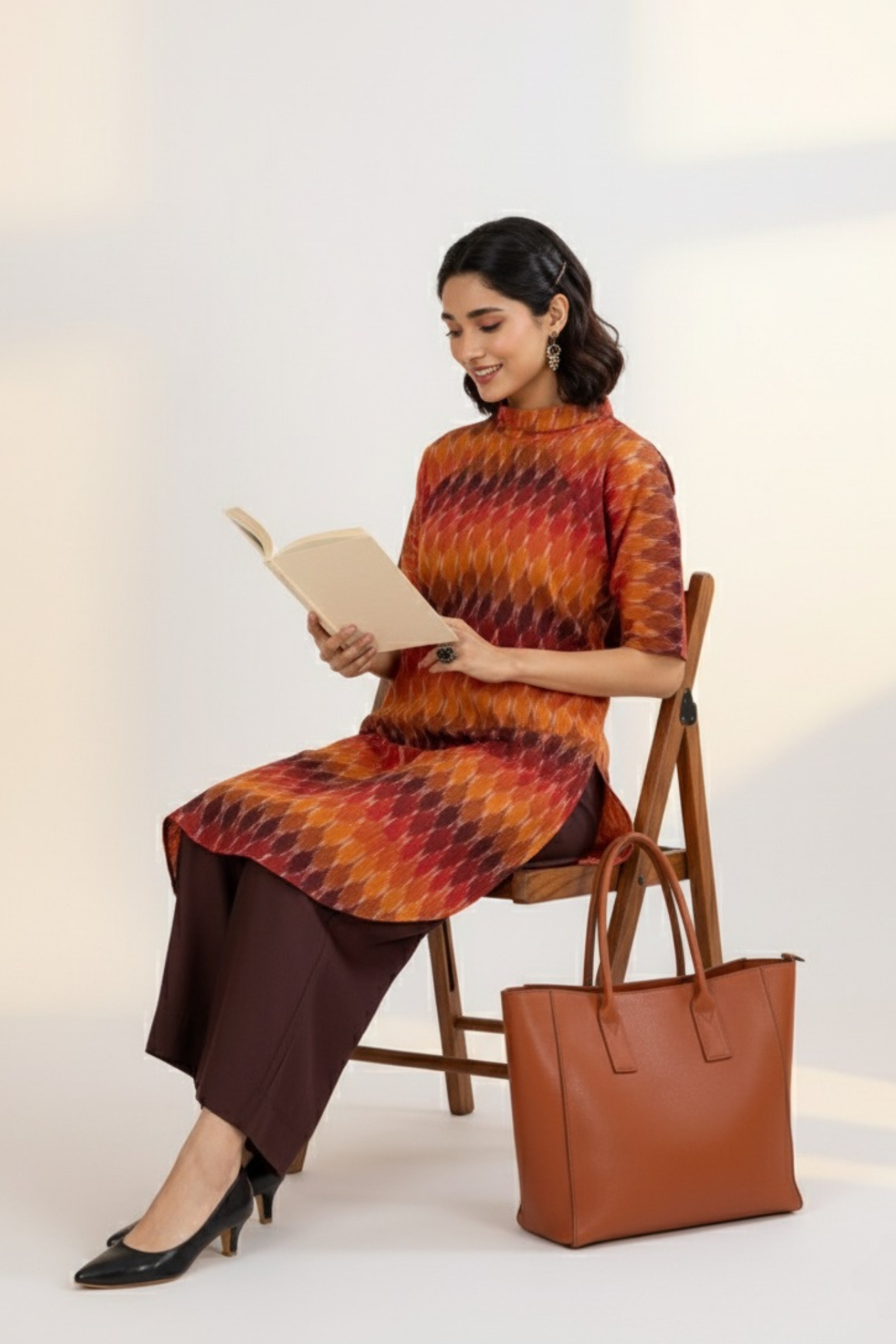 Chevron Dusk Cowl Neck Cotton Tunic Kurta